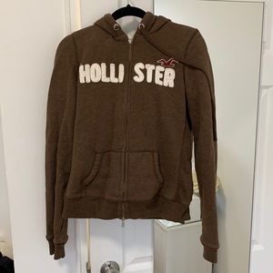 Hollister fuzzy lines brown hoody